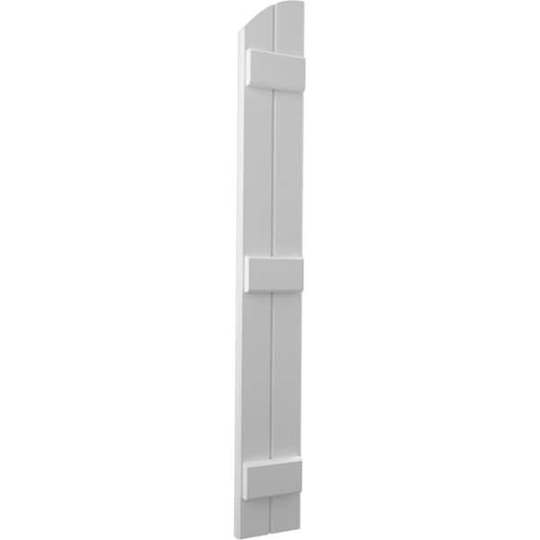 Ekena Millwork Americraft 2-Board (3 Batten) Wood Joined Board-n-Batten Shutters w/ Ellipt Top, ARW401BE207X33PRH - ARW401BE207X33PRH