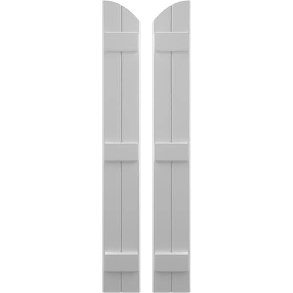 Ekena Millwork Americraft 2-Board (3 Batten) Wood Joined Board-n-Batten Shutters w/ Ellipt Top, ARW401BE207X33PRH - ARW401BE207X33PRH