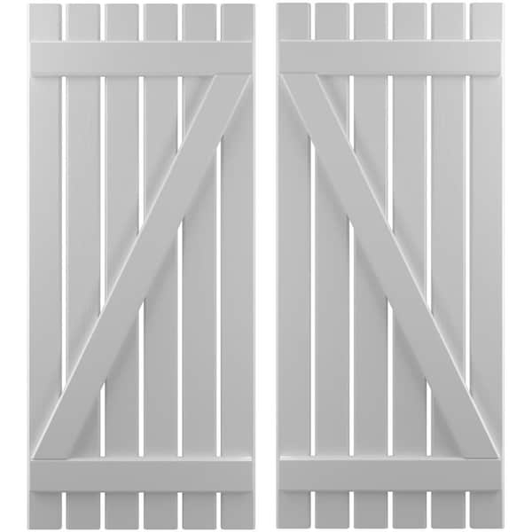 Ekena Millwork Americraft 6-Board (2 Batten) Wood Spaced Board-n-Batten Shutters w/ Z-Bar, ARW102SB623X63PRH - ARW102SB623X63PRH