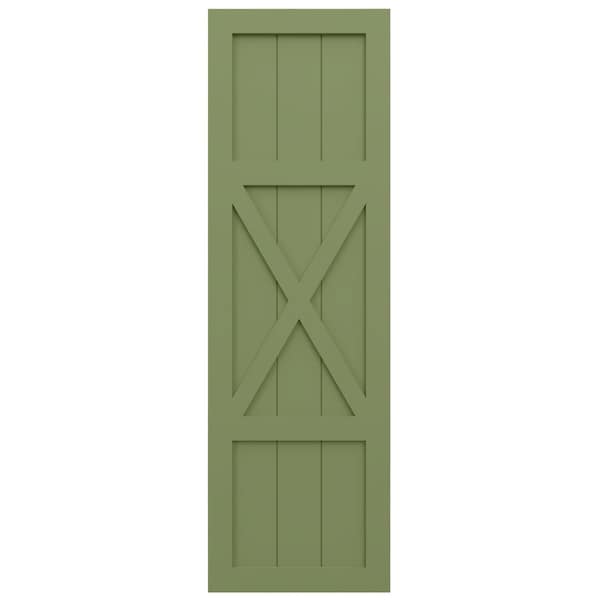 Ekena Millwork True Fit PVC Center X-Board Farmhouse Fixed Mount Shutters, Moss Green , 15W x 71H, PR - TFP107FH15X071MG