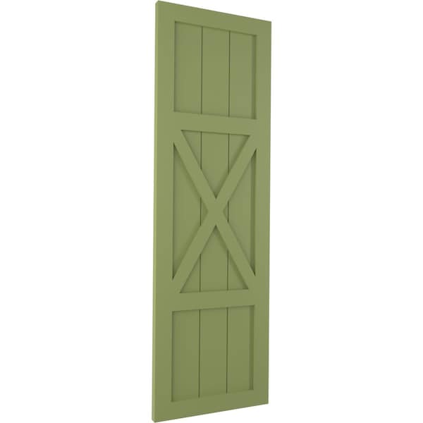 Ekena Millwork True Fit PVC Center X-Board Farmhouse Fixed Mount Shutters, Moss Green , 15W x 71H, PR - TFP107FH15X071MG