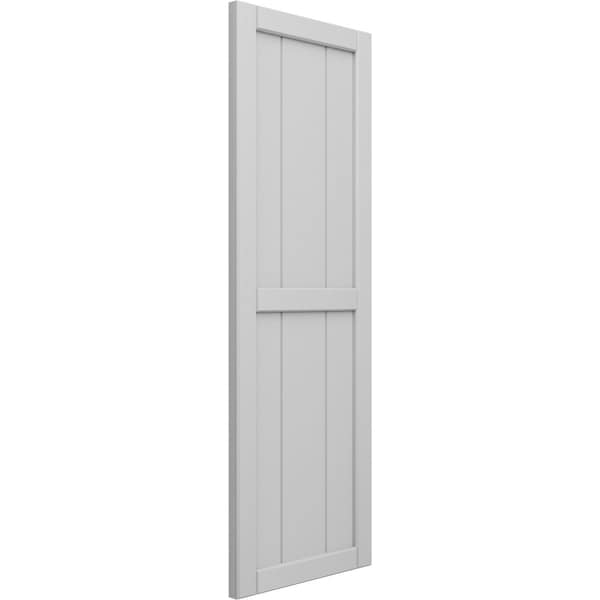 Ekena Millwork True Fit PVC, Two Board Framed Board-n-Batten Shutters, Primed, 10 3/4"W x 50"H - TFP101BF11X050PR
