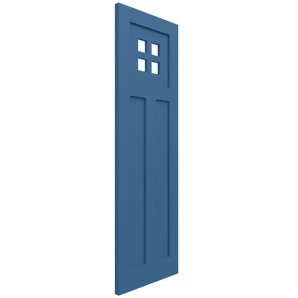 Ekena Millwork True Fit PVC San Antonio Mission Style Fixed Mount Shutters, Sojourn Blue, 15W x 52H, PR - TFP001ST15X052HB