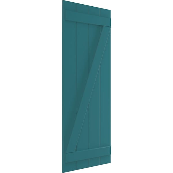 Ekena Millwork True Fit PVC, Four Board Joined Board-n-Batten Shutters w/Z-Bar, Antigua , 21 1/2W x 28H, PR - TFP102BBF21X028AN