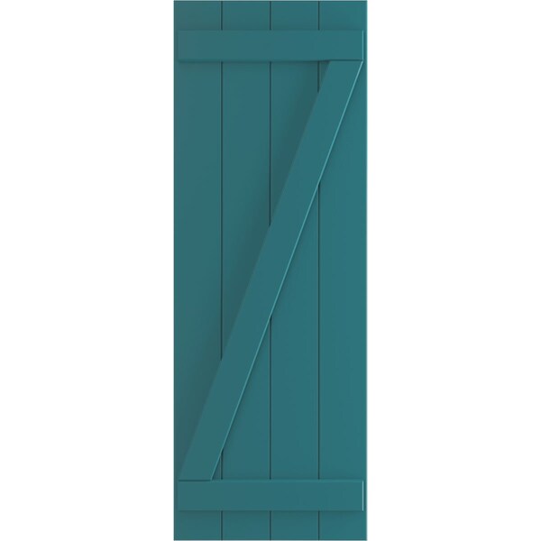 Ekena Millwork True Fit PVC, Four Board Joined Board-n-Batten Shutters w/Z-Bar, Antigua , 21 1/2W x 28H, PR - TFP102BBF21X028AN