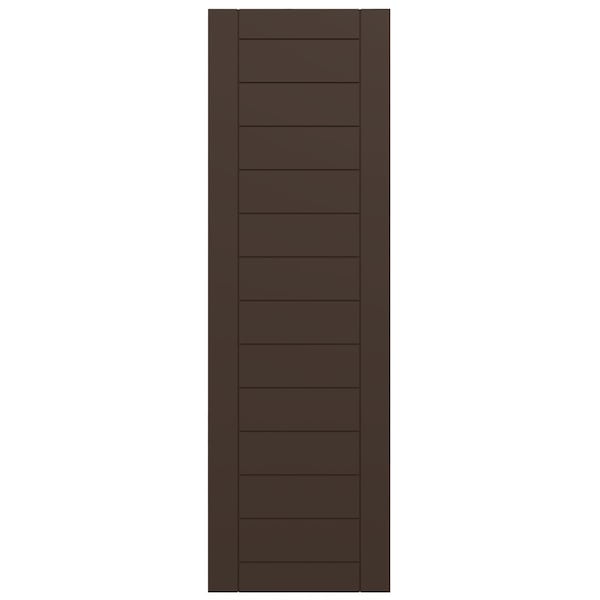 Ekena Millwork True Fit PVC Horizontal Slat Framed Modern Style Fixed Mount Shutters, Raisin Brown, 15W x 34H, PR - TFP001HF15X034TB