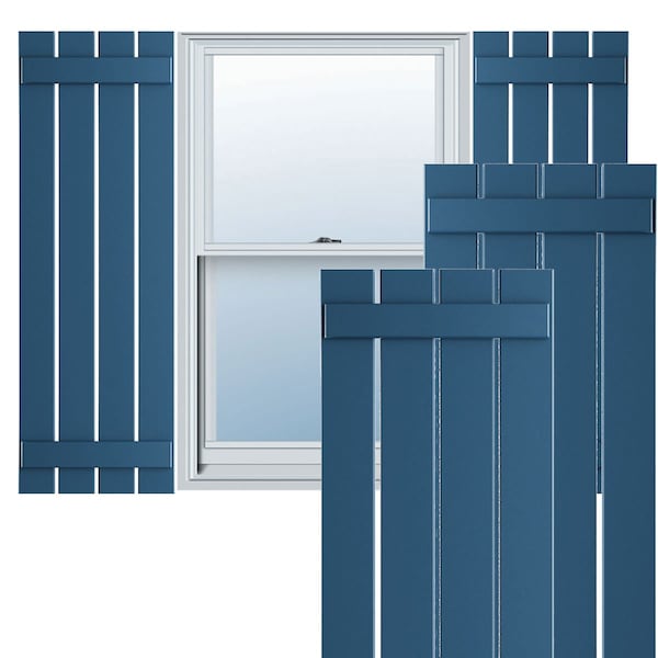 Ekena Millwork True Fit PVC Four Board Spaced Board-n-Batten Shutters, Sojourn Blue , 23W x 40H, PR - TFP101SBF23X040HB
