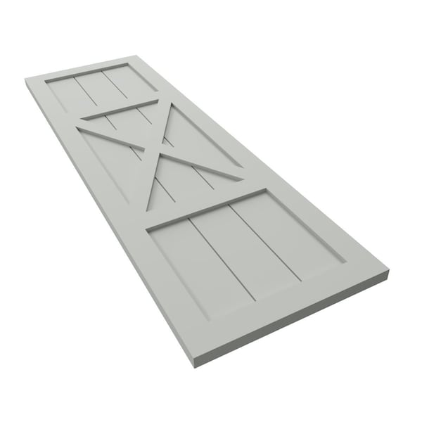 Ekena Millwork True Fit PVC Center X-Board Farmhouse Fixed Mount Shutters, Hailstorm Gray , 12W x 40H, PR - TFP107FH12X040ST