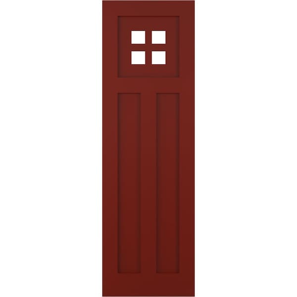 Ekena Millwork True Fit PVC San Antonio Mission Style Fixed Mount Shutters, Pepper Red, 12W x 25H, PR - TFP001ST12X025MR