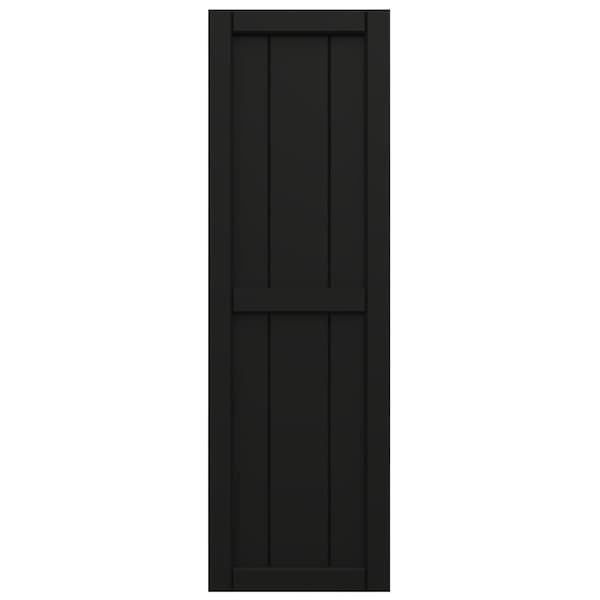 Ekena Millwork True Fit PVC, Two Board Framed Board-n-Batten Shutters, Black, 10 3/4W x 24H, PR - TFP101BF11X024BL