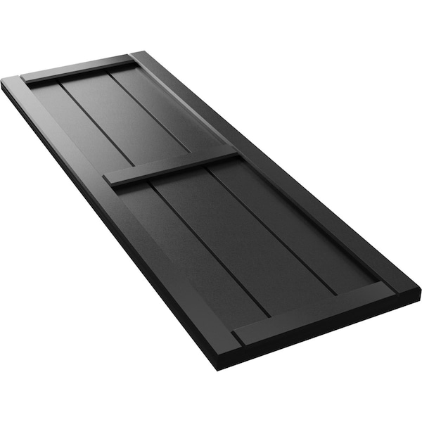 Ekena Millwork True Fit PVC, Two Board Framed Board-n-Batten Shutters, Black, 10 3/4W x 24H, PR - TFP101BF11X024BL
