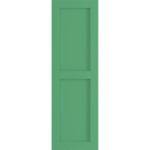 Ekena Millwork True Fit PVC Two Equal Flat Panel Shutters, Lilly Pads, 12W x 57H, PR - TFP101FPF12X057LP