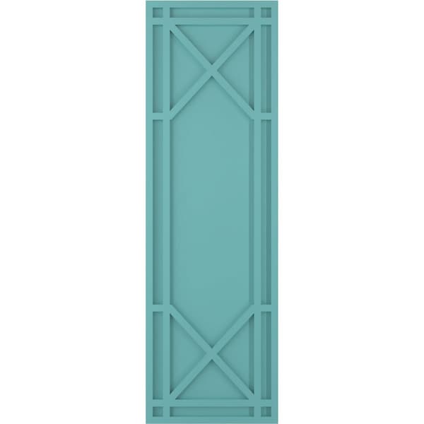 Ekena Millwork True Fit PVC Bungalow Fixed Mount Shutters, Pure Turquoise, 18W x 65H, PR - TFP001BG18X065PT
