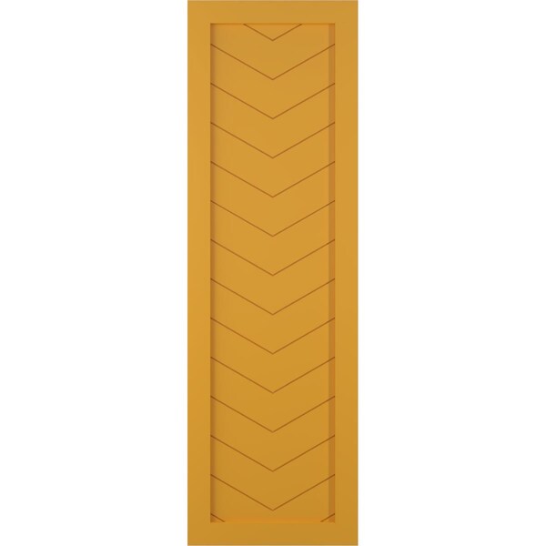 Ekena Millwork True Fit PVC Single Panel Chevron Modern Style Fixed Mount Shutters, Turmeric, 18W x 56H, PR - TFP001CV18X056TU