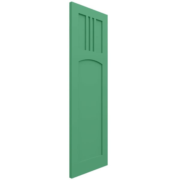 Ekena Millwork True Fit PVC San Miguel Mission Style Fixed Mount Shutters, Lilly Pads, 15W x 54H, PR - TFP001SM15X054LP