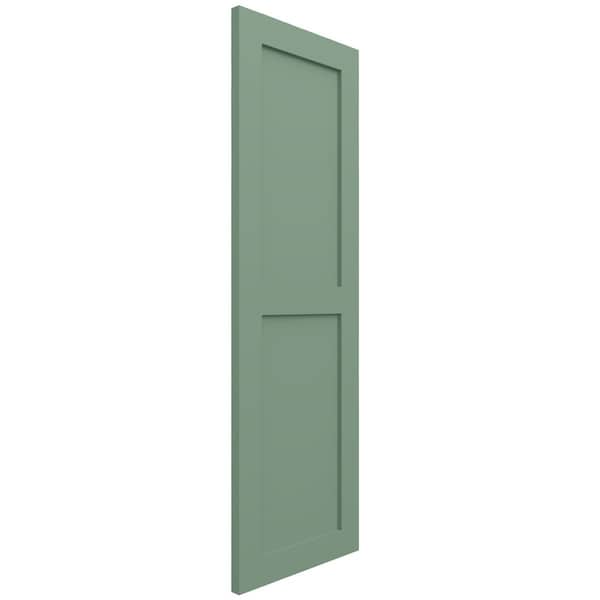 Ekena Millwork True Fit PVC Two Equal Flat Panel Shutters, Track Green, 12W x 29H, PR - TFP101FPF12X029TG