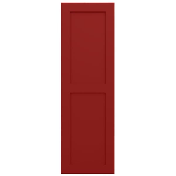Ekena Millwork True Fit PVC Two Equal Flat Panel Shutters, Fire Red, 15W x 37H, PR - TFP101FPF15X037BR