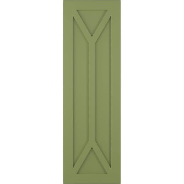 Ekena Millwork True Fit PVC San Carlos Mission Style Fixed Mount Shutters, Moss Green, 15W x 56H, PR - TFP001SC15X056MG