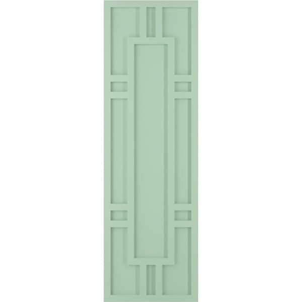 Ekena Millwork True Fit PVC Hastings Fixed Mount Shutters, Seaglass, 18W x 78H, PR - TFP001HS18X078SG
