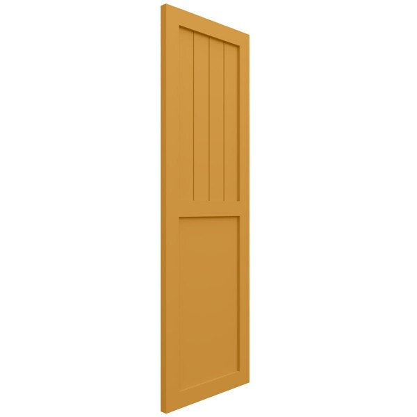Ekena Millwork True Fit PVC Farmhouse/Flat Panel Combination Fixed Mount Shutters, Turmeric, 15W x 59H, PR - TFP101FC15X059TU