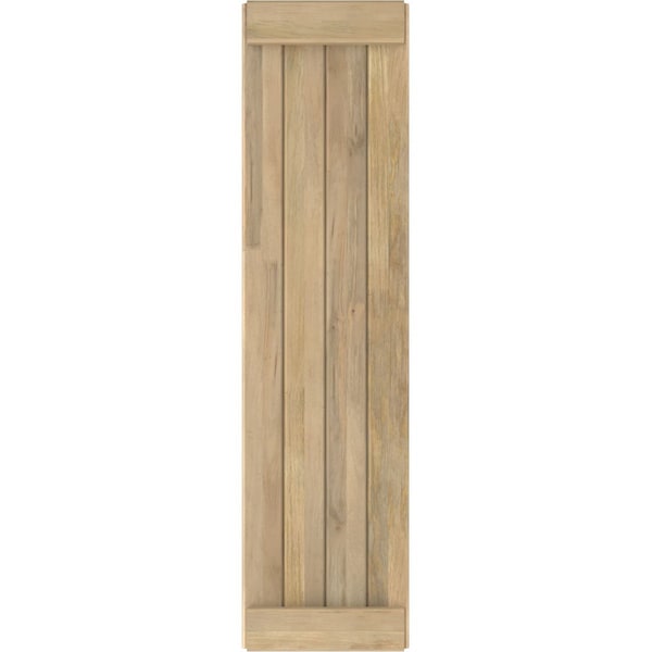 Ekena Millwork Americraft 4-Board Exterior Wood Joined Board-n-Batten Shutters w/ End Batten, ARW103BB414X38UNH, PR - ARW103BB414X38UNH
