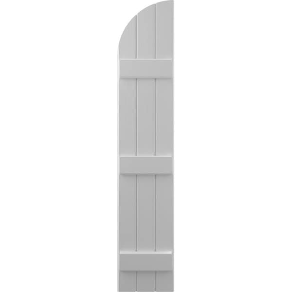 Ekena Millwork Americraft 3-Board (3 Batten) Wood Joined Board-n-Batten Shutters w/ Arch Top, ARW401BQ311X66PRH - ARW401BQ311X66PRH