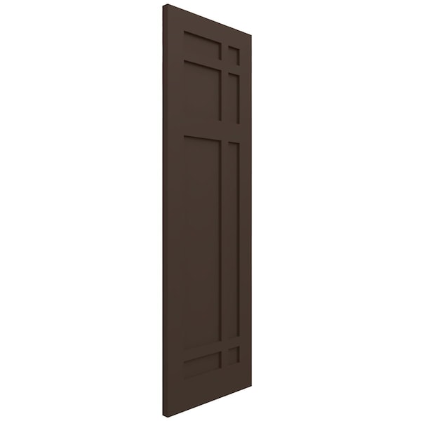 Ekena Millwork True Fit PVC San Juan Capistrano Mission Style Fixed Mount Shutters, Raisin Brown, 18W x 44H, PR - TFP001SJ18X044TB
