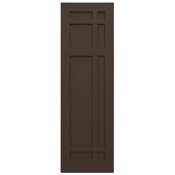 Ekena Millwork True Fit PVC San Juan Capistrano Mission Style Fixed Mount Shutters, Raisin Brown, 18W x 44H, PR - TFP001SJ18X044TB