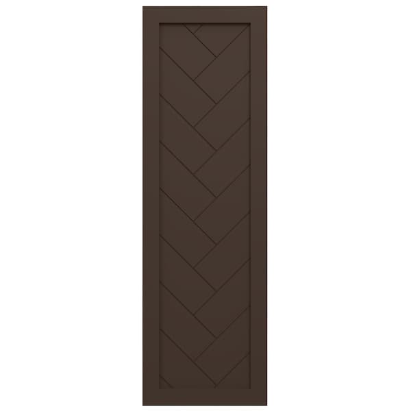 Ekena Millwork True Fit PVC Single Panel Herringbone Modern Style Fixed Mount Shutters, Raisin Brown, 15W x 52H, PR - TFP001HB15X052TB