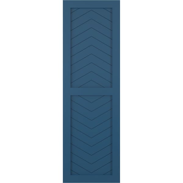 Ekena Millwork True Fit PVC Two Panel Chevron Modern Style Fixed Mount Shutters, Sojourn Blue, 12W x 57H, PR - TFP101CV12X057HB