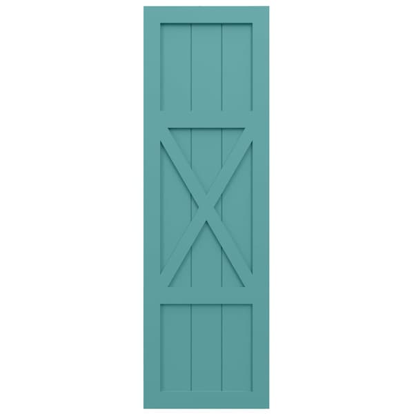 Ekena Millwork True Fit PVC Center X-Board Farmhouse Fixed Mount Shutters, Pure Turquoise , 15W x 54H, PR - TFP107FH15X054PT