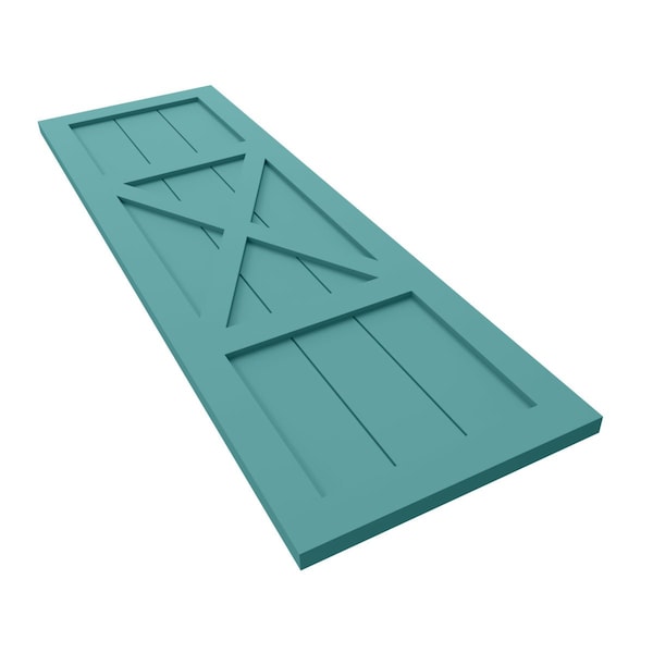 Ekena Millwork True Fit PVC Center X-Board Farmhouse Fixed Mount Shutters, Pure Turquoise , 15W x 54H, PR - TFP107FH15X054PT