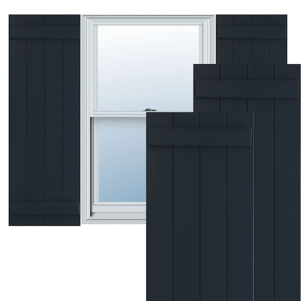 Ekena Millwork True Fit PVC Four Board Joined Board-n-Batten Shutters, Starless Night Blue, 21 1/2W x 53H, PR - TFP101BBF21X053OB
