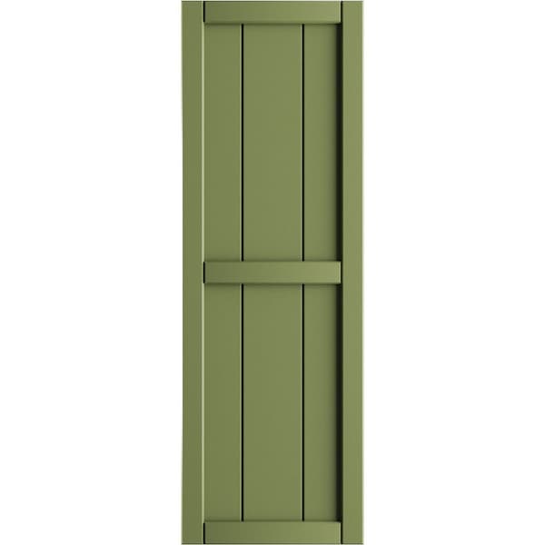 Ekena Millwork True Fit PVC, Three Board Framed Board-n-Batten Shutters, Moss Green, 16 1/8W x 55H, PR - TFP101BF16X055MG