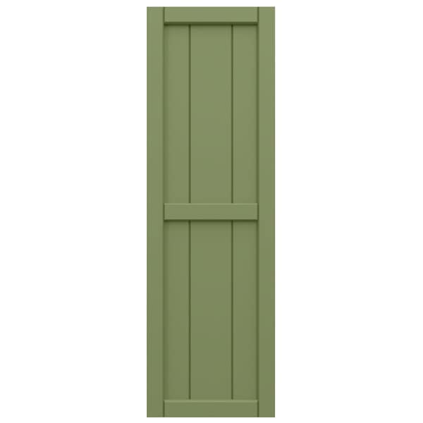 Ekena Millwork True Fit PVC, Three Board Framed Board-n-Batten Shutters, Moss Green, 16 1/8W x 55H, PR - TFP101BF16X055MG