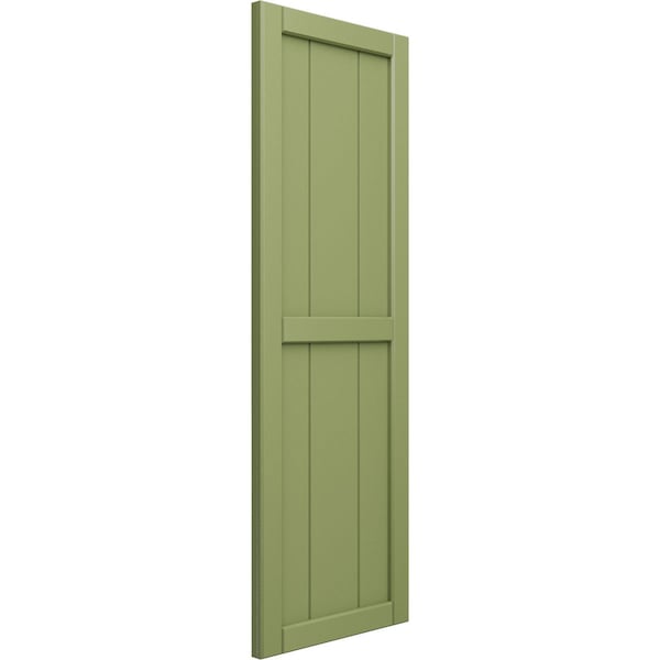 Ekena Millwork True Fit PVC, Three Board Framed Board-n-Batten Shutters, Moss Green, 16 1/8W x 55H, PR - TFP101BF16X055MG