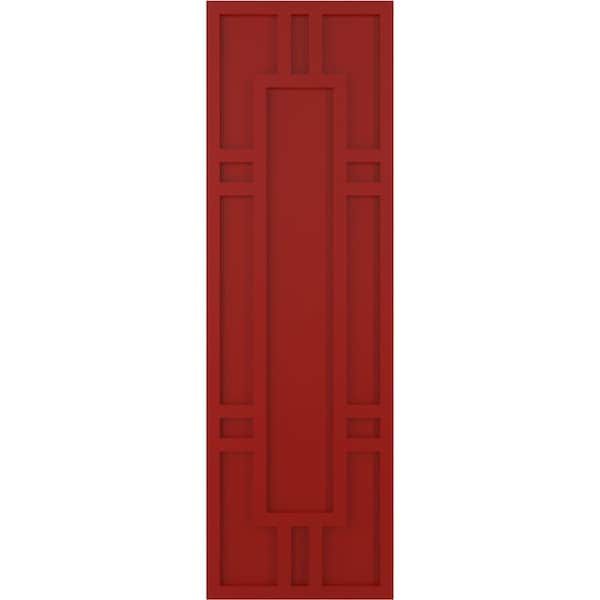 Ekena Millwork True Fit PVC Hastings Fixed Mount Shutters, Fire Red, 18W x 74H, PR - TFP001HS18X074BR
