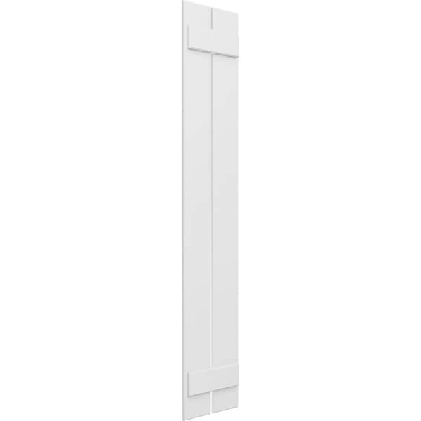 Ekena Millwork True Fit PVC Two Board Spaced Board-n-Batten Shutters, White, 11 1/4W x 52H, PR - TFP101SBF11X052WH
