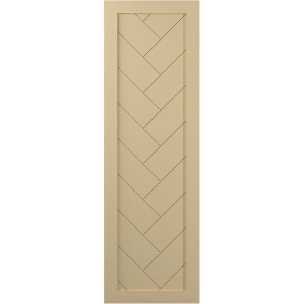 Ekena Millwork True Fit PVC Single Panel Herringbone Modern Style Fixed Mount Shutters, Natural Twine, 12W x 25H, PR - TFP001HB12X025NT