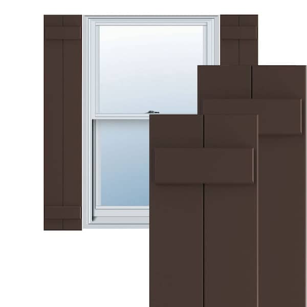 Ekena Millwork True Fit PVC Two Board Joined Board-n-Batten Shutters, Raisin Brown, 10 3/4W x 64H, PR - TFP101BBF11X064TB