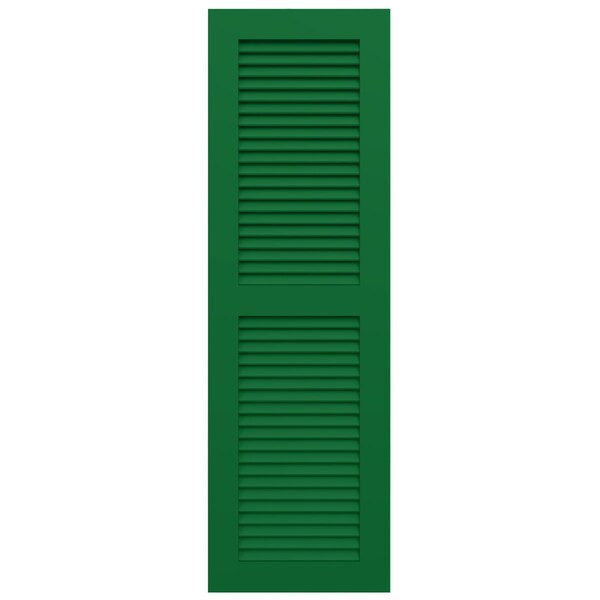 Ekena Millwork True Fit PVC Two Equal Louver Shutters, Viridian Green, 12W x 76H, PR - TFP101LVF12X076HG