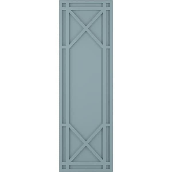 Ekena Millwork True Fit PVC Bungalow Fixed Mount Shutters, Peaceful Blue, 15W x 50H, PR - TFP001BG15X050SB