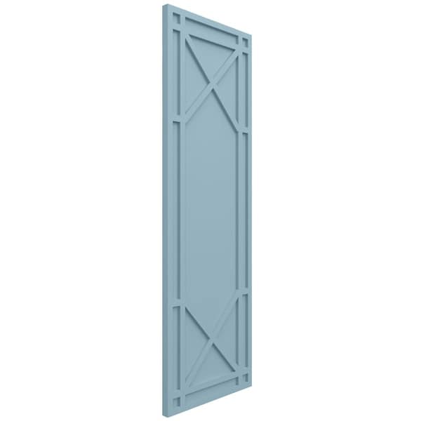 Ekena Millwork True Fit PVC Bungalow Fixed Mount Shutters, Peaceful Blue, 15W x 50H, PR - TFP001BG15X050SB