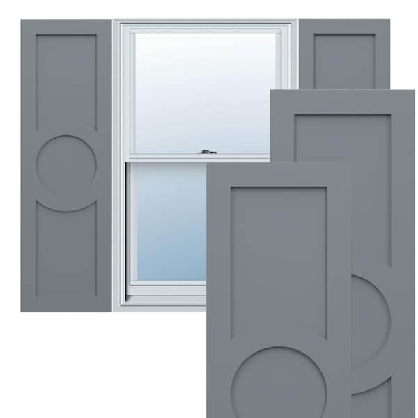 Ekena Millwork True Fit PVC Center Circle Arts & Crafts Fixed Mount Shutters, Ocean Swell, 15W x 49H, PR - TFP001AC15X049CH