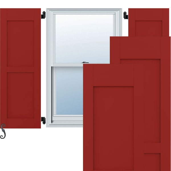 Ekena Millwork Americraft 2 Equal Flat Panel Exterior Real Wood Shutters, RW101FP12X48BRH, PR - RW101FP12X48BRH