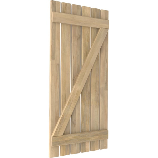 Ekena Millwork Americraft 6-Board (2 Batten) Wood Spaced Board-n-Batten Shutters w/ Z-Bar, ARW102SB623X32UNH, PR - ARW102SB623X32UNH