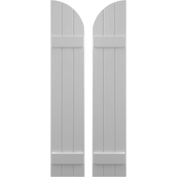Ekena Millwork Americraft 3-Board (2 Batten) Wood Joined Board-n-Batten Shutters w/ Arch Top, ARW101BQ311X60PRH - ARW101BQ311X60PRH