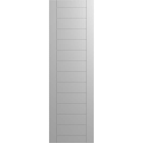 Ekena Millwork True Fit PVC Horizontal Slat Framed Modern Style Fixed Mount Shutters, Primed, 12"W x 35"H - TFP001HF12X035PR