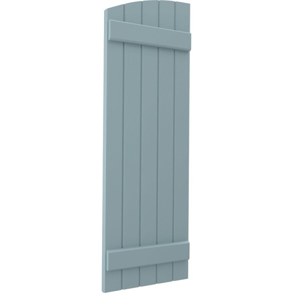 Ekena Millwork Americraft 5-Board (2 Batten) Wood Joined Board-n-Batten Shutters w/Ellipt Top, ARW101BE518X77SBH, PR - ARW101BE518X77SBH