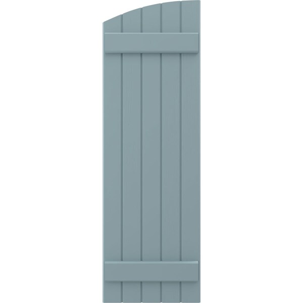 Ekena Millwork Americraft 5-Board (2 Batten) Wood Joined Board-n-Batten Shutters w/Ellipt Top, ARW101BE518X77SBH, PR - ARW101BE518X77SBH